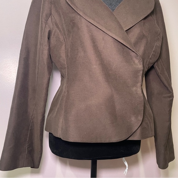 Djerf Avenue- Moleskin Blazer Brown Size Medium Fitted Cropped Cotton Jacket - Picture 4 of 14